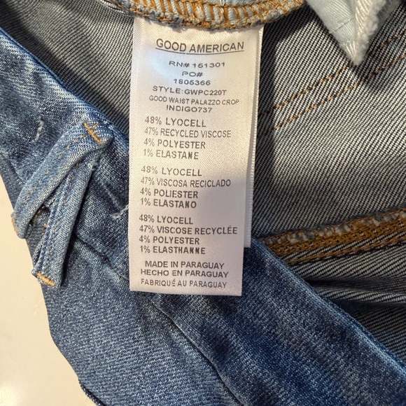 Good American Palazzo Crop Blue Wide Leg Denim - Picture 8 of 10